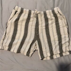 American Eagle Outfitters Men's Cream & Gray Striped Board Shorts
